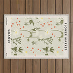 Flower market, Gdansk, Botanical Vintage art Outdoor Rug Gallery Image 1