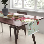 Watercolor botanical green burgundy ivory christmas floral Table Runner Gallery Image 2