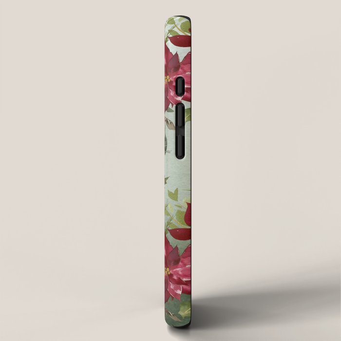 Watercolor botanical green burgundy ivory christmas floral iPhone Case Gallery Image 2