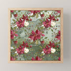 Watercolor botanical green burgundy ivory christmas floral Mini Art Print Gallery Image 1