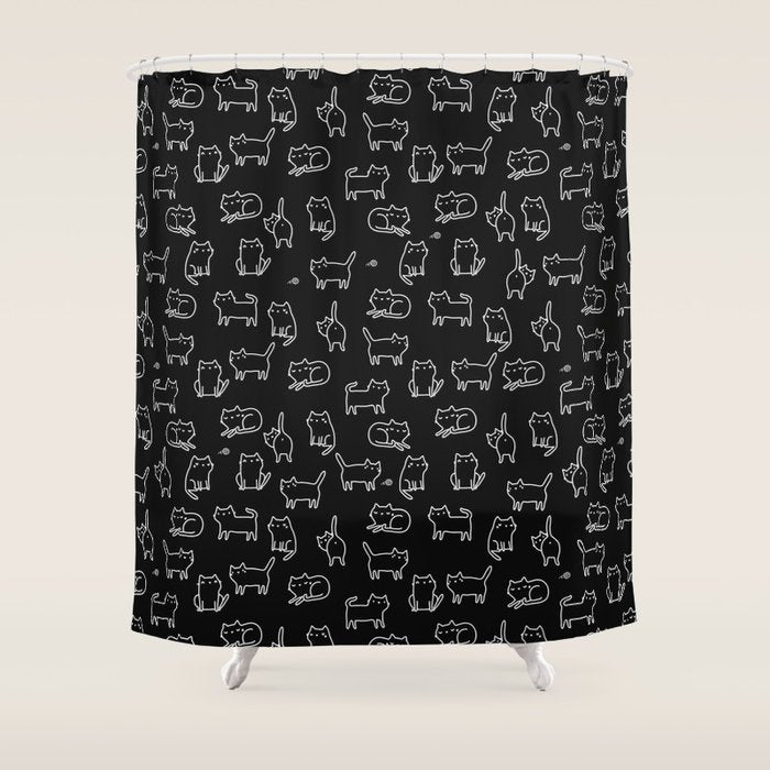 Black cats on black Shower Curtain Gallery Image 1