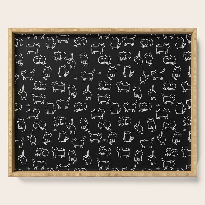 Black cats on black Serving Tray Gallery Image 1