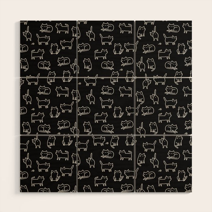 Black cats on black Wood Wall Art Gallery Image 1