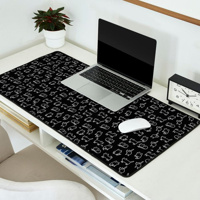 Black cats on black Desk Mat Gallery Image 2