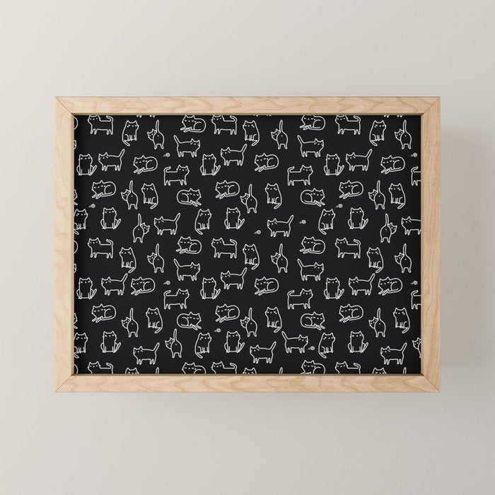 Black cats on black Mini Art Print Gallery Image 1