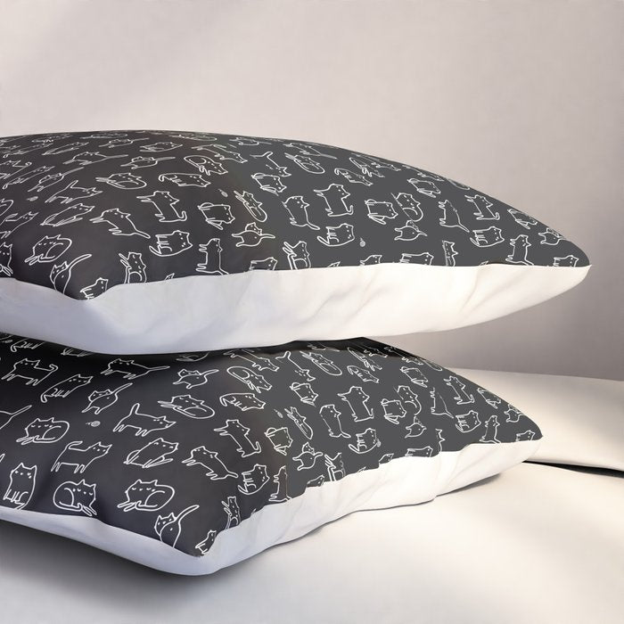 Black cats on black Pillow Sham Gallery Image 3