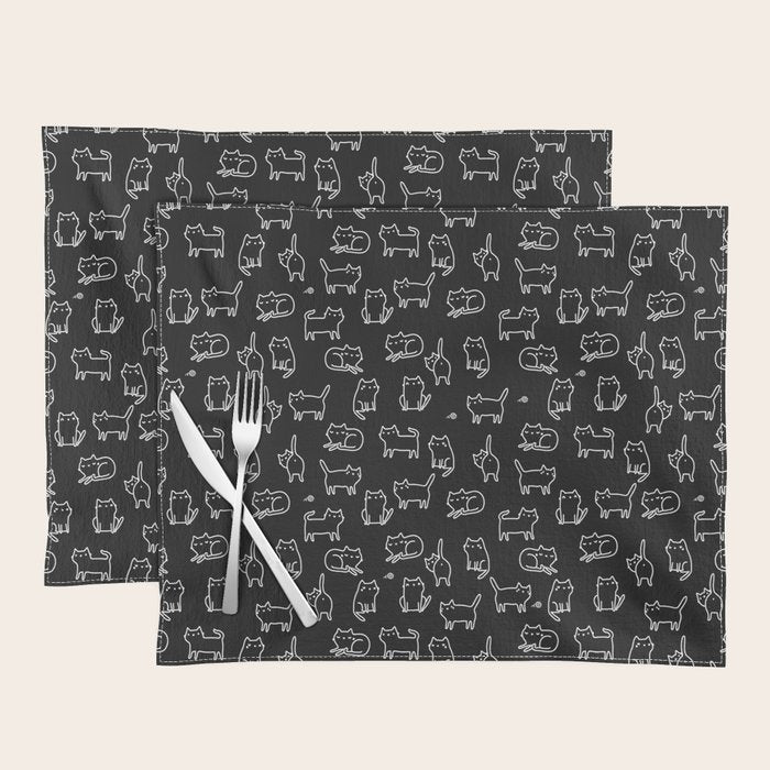 Black cats on black Placemat Gallery Image 1