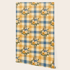 Country Retro Cottage Flowers plaid Wallpaper Gallery Image 2