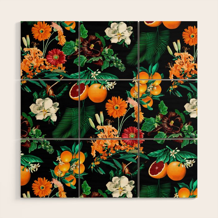 Fruit and Floral Pattern Wood Wall Art Gallery Image 1