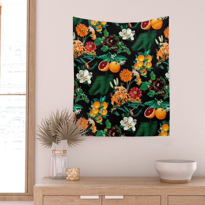 Fruit and Floral Pattern Wall Tapestry Gallery Image 2