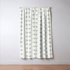 Delicate floral bouquets with vertical stripes - light blue peacock and moss green flowers pattern Window Curtain Gallery Image 3