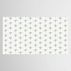 Delicate floral bouquets with vertical stripes - light blue peacock and moss green flowers pattern Tablecloth Gallery Image 2