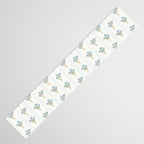 Delicate floral bouquets with vertical stripes - light blue peacock and moss green flowers pattern Table Runner Gallery Image 3