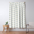 Delicate floral bouquets with vertical stripes - light blue peacock and moss green flowers pattern Window Curtain Gallery Image 5