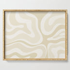 Modern Retro Liquid Swirl Abstract in Light Linen Beige Serving Tray Gallery Image 1