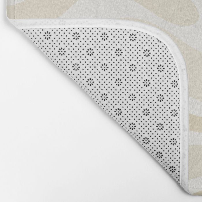 Modern Retro Liquid Swirl Abstract in Light Linen Beige Bath Mat Gallery Image 2