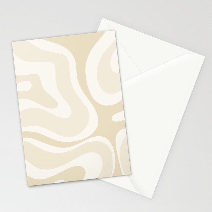 Modern Retro Liquid Swirl Abstract in Light Linen Beige Stationery Card Gallery Image 2