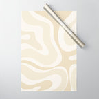 Modern Retro Liquid Swirl Abstract in Light Linen Beige Wrapping Paper Gallery Image 1