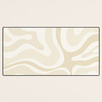 Modern Retro Liquid Swirl Abstract in Light Linen Beige Desk Mat Gallery Image 3