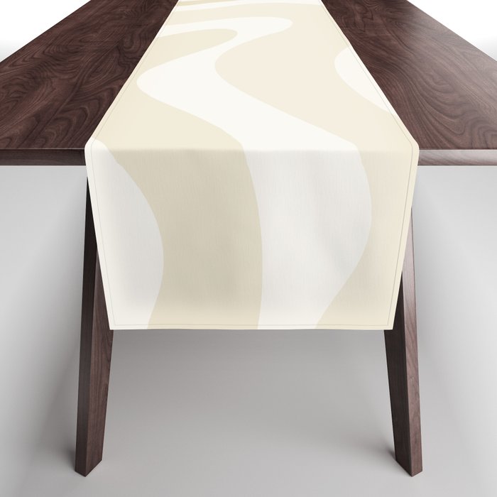 Modern Retro Liquid Swirl Abstract in Light Linen Beige Table Runner Gallery Image 1