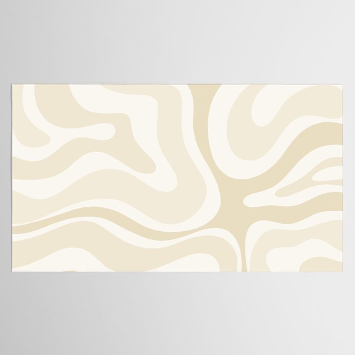 Modern Retro Liquid Swirl Abstract in Light Linen Beige Tablecloth Gallery Image 2