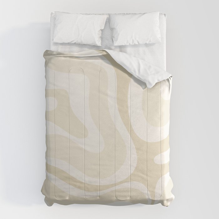 Modern Retro Liquid Swirl Abstract in Light Linen Beige Comforter Gallery Image 6