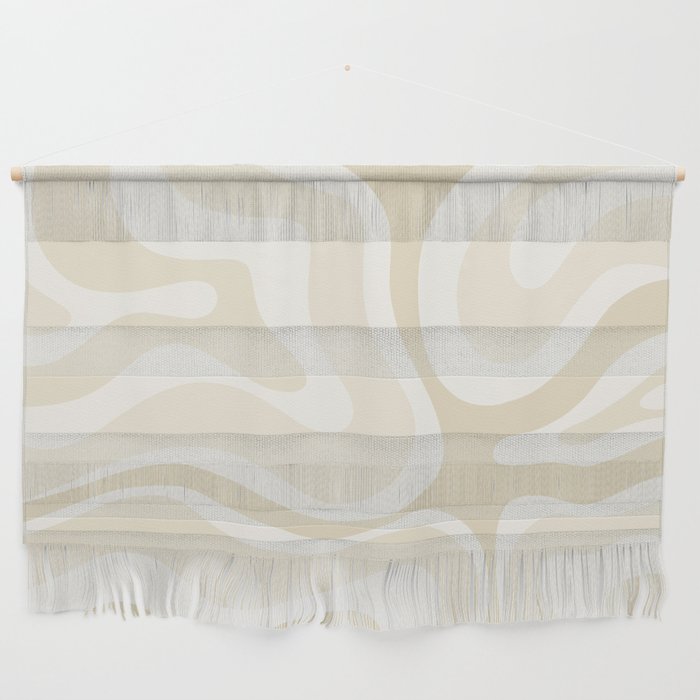 Modern Retro Liquid Swirl Abstract in Light Linen Beige Wall Hanging Gallery Image 1
