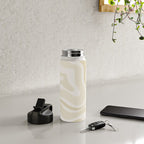 Modern Retro Liquid Swirl Abstract in Light Linen Beige Water Bottle Gallery Image 4