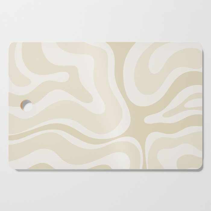 Modern Retro Liquid Swirl Abstract in Light Linen Beige Cutting Board Gallery Image 1