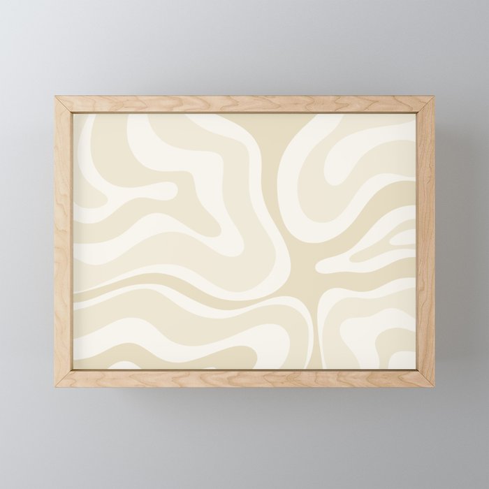 Modern Retro Liquid Swirl Abstract in Light Linen Beige Mini Art Print Gallery Image 1