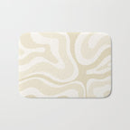 Modern Retro Liquid Swirl Abstract in Light Linen Beige Bath Mat Gallery Image 1