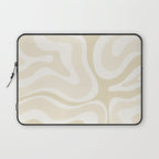 Modern Retro Liquid Swirl Abstract in Light Linen Beige Laptop Sleeve Gallery Image 1