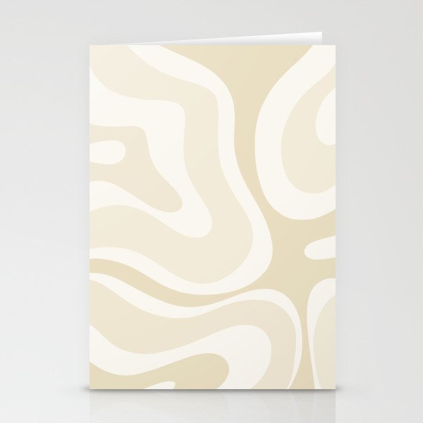 Modern Retro Liquid Swirl Abstract in Light Linen Beige Stationery Card Gallery Image 1