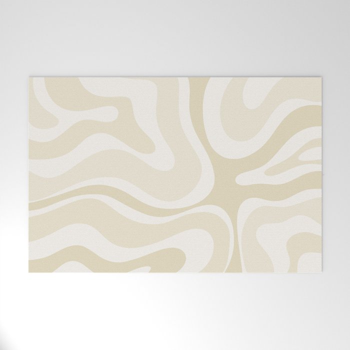 Modern Retro Liquid Swirl Abstract in Light Linen Beige Welcome Mat Gallery Image 1