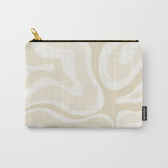 Modern Retro Liquid Swirl Abstract in Light Linen Beige Carry All Pouch Gallery Image 1