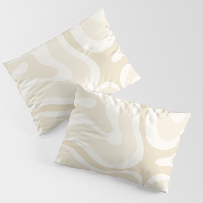 Modern Retro Liquid Swirl Abstract in Light Linen Beige Pillow Sham Gallery Image 1