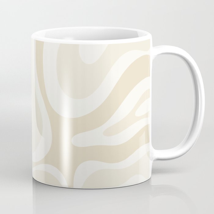 Modern Retro Liquid Swirl Abstract in Light Linen Beige Coffee Mug Gallery Image 1
