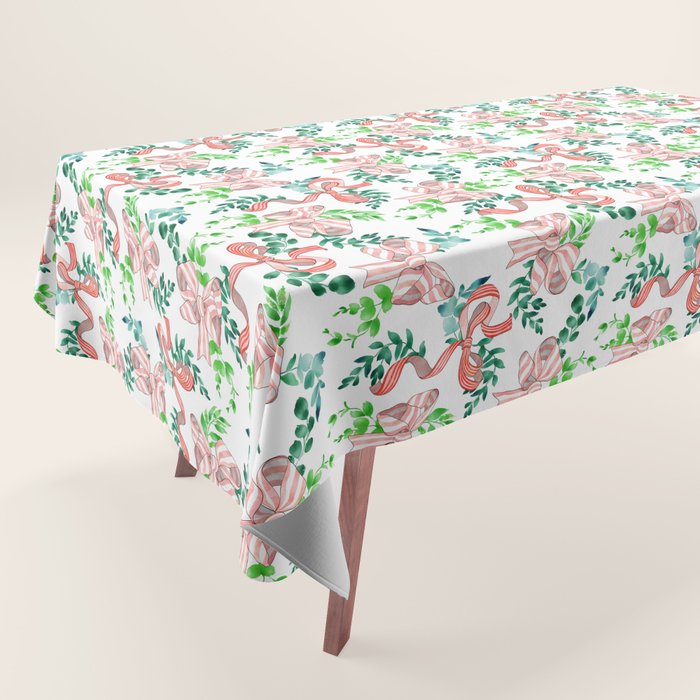 Whimsical Cheerful Bows Plants II Tablecloth Gallery Image 1