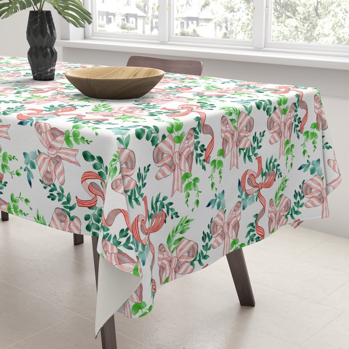 Whimsical Cheerful Bows Plants II Tablecloth Gallery Image 3