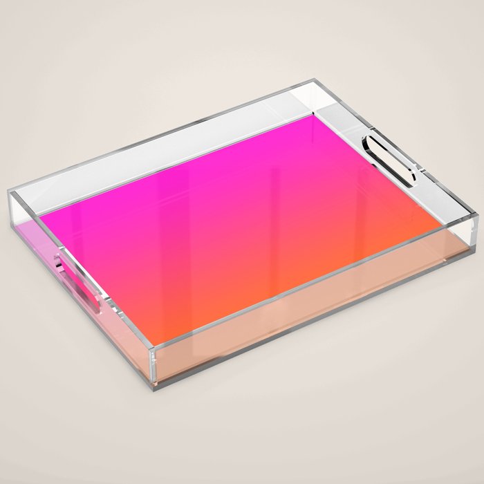 Hot Magenta Pink and Orange Trendy Ombre Acrylic Tray Gallery Image 1