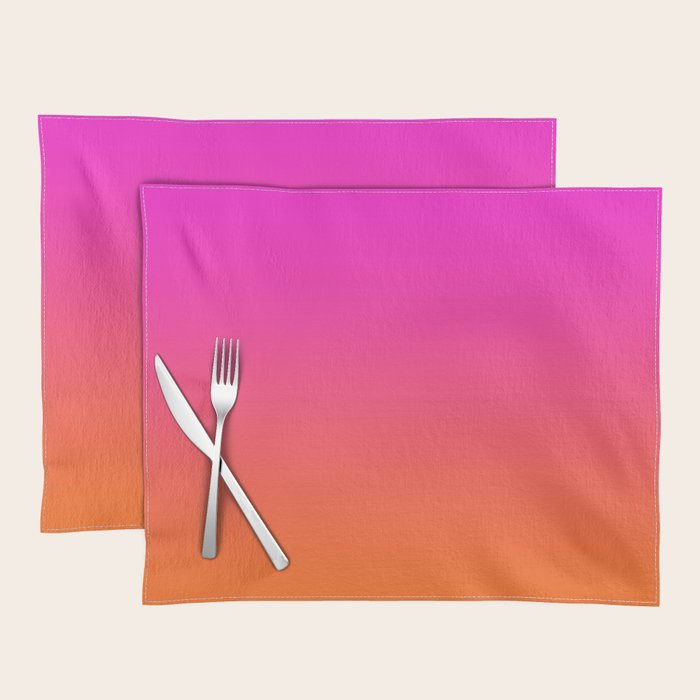 Hot Magenta Pink and Orange Trendy Ombre Placemat Gallery Image 1