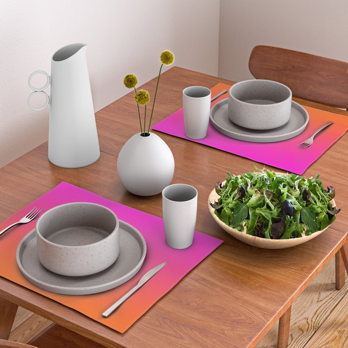 Hot Magenta Pink and Orange Trendy Ombre Placemat Gallery Image 2