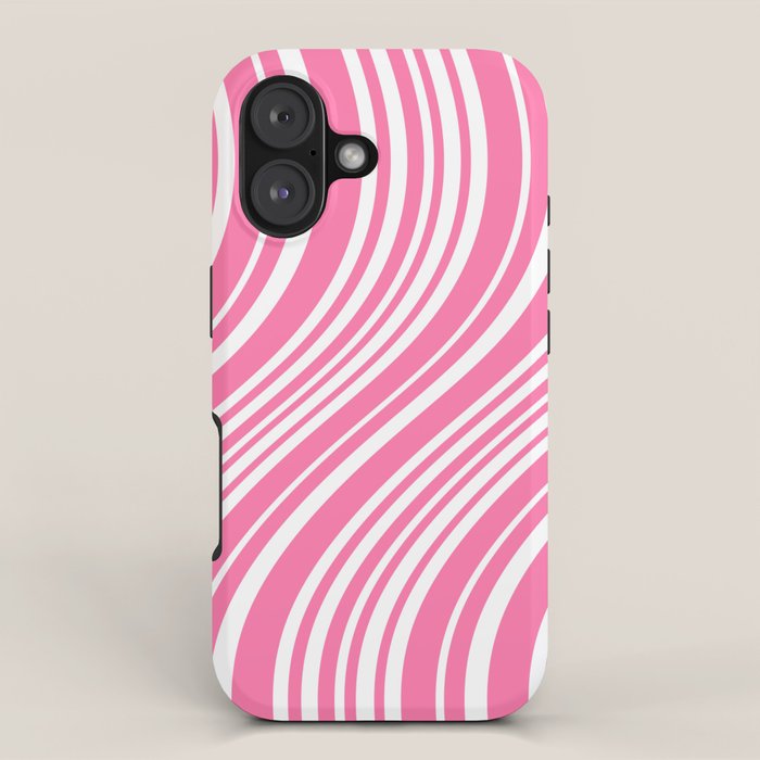 Wavy Stripes XXXIII - 90s Barbie Pink iPhone Case Gallery Image 1