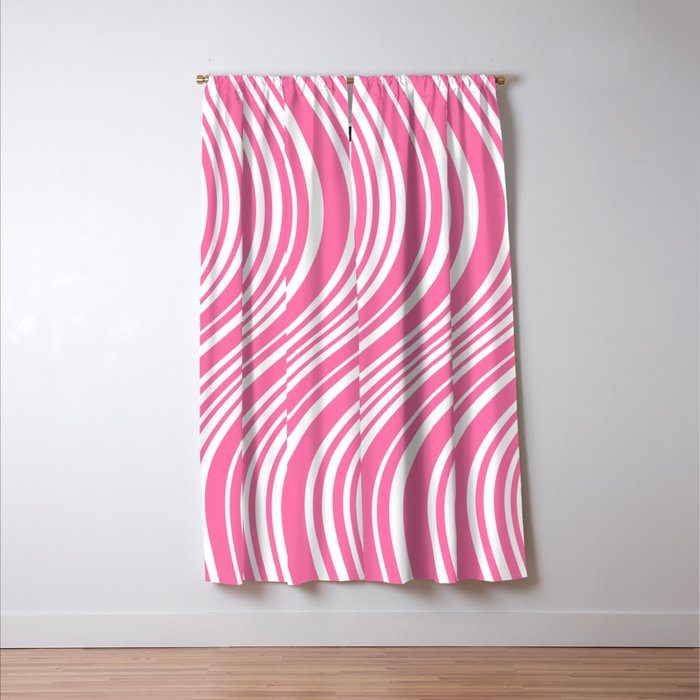 Wavy Stripes XXXIII - 90s Barbie Pink Window Curtain Gallery Image 3
