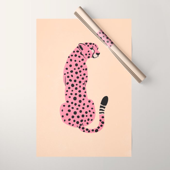 The Stare: Peach Cheetah Edition Wrapping Paper Gallery Image 1