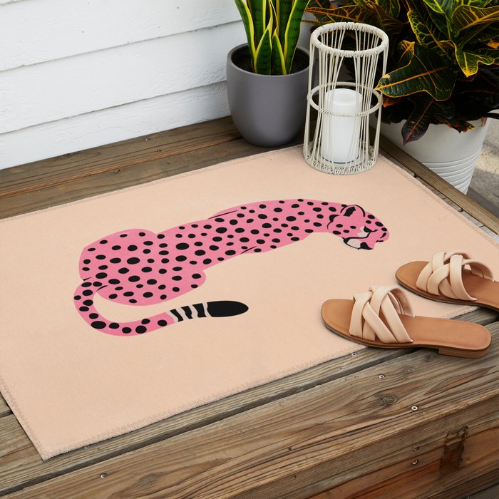 The Stare: Peach Cheetah Edition Outdoor Rug Gallery Image 2