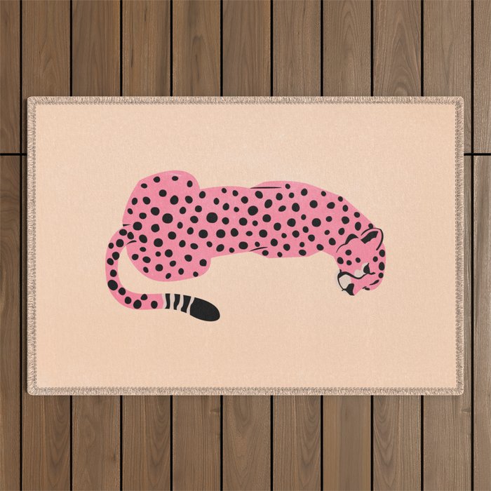 The Stare: Peach Cheetah Edition Outdoor Rug Gallery Image 1