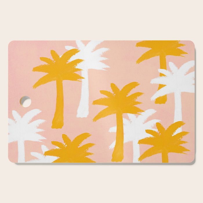 Palm Tree Tropical Pattern - Pink Gold Cutting Board Gallery Image 1