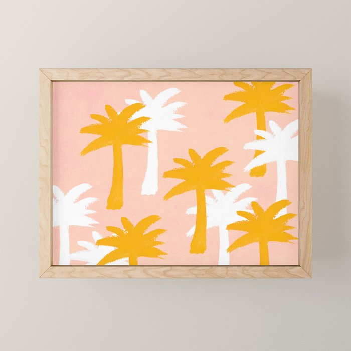 Palm Tree Tropical Pattern - Pink Gold Mini Art Print Gallery Image 1