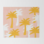 Palm Tree Tropical Pattern - Pink Gold Throw Blanket Gallery Image 2